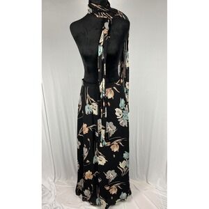 Vtg 90s Y2K 100% Linen Floral Print Maxi Skirt and Scarf Set‎ S Boho Fairy EUC